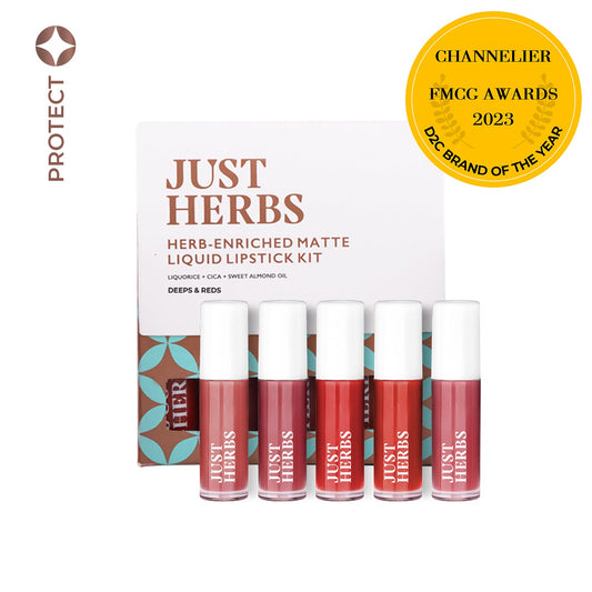 Herb Enriched Matte Liquid Lipstick Travel Size Kit: Set of 5