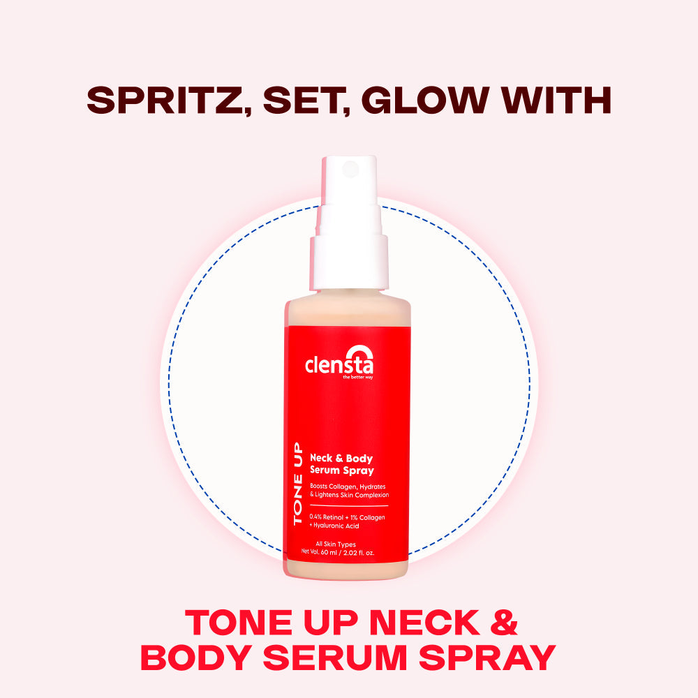 Tone Up Neck and Body Serum Spray Enriched With 0.4% Retinol, 1% Collagen &  Hyaluronic Acid That Hydrates & Lightens Skin Complexion