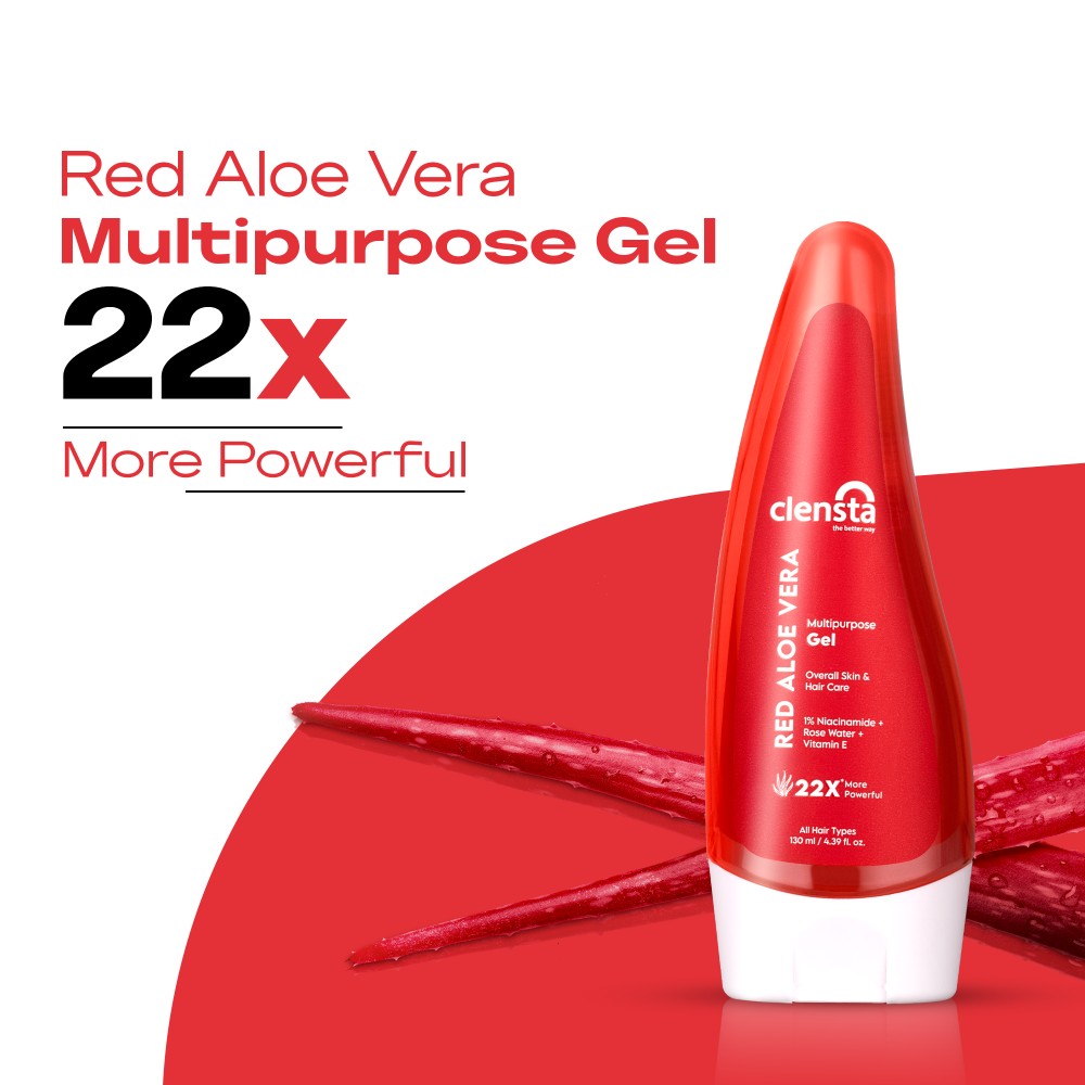 Red Aloe Vera Multipurpose Gel With 1% Niacinamide, Rose Water & Vitamin E For Overall Skin & Hair Care