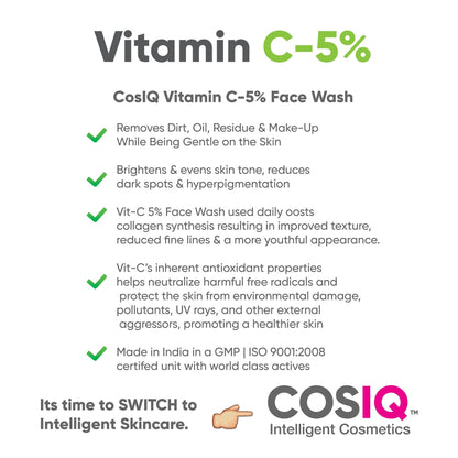 Vitamin C-5% Brightening and Glow Face Wash, 100 ml