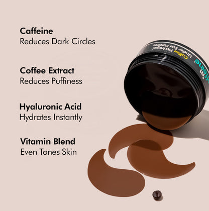 Coffee Hydrogel Under Eye Patches for Dark Circles with Caffeine & Hyaluronic Acid | 15 Pairs