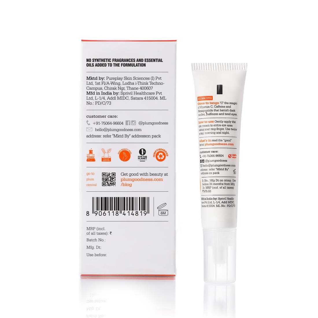 3% Vitamin C, 3% Peptide & 3% Caffeine Under Eye Cream with Mandarin