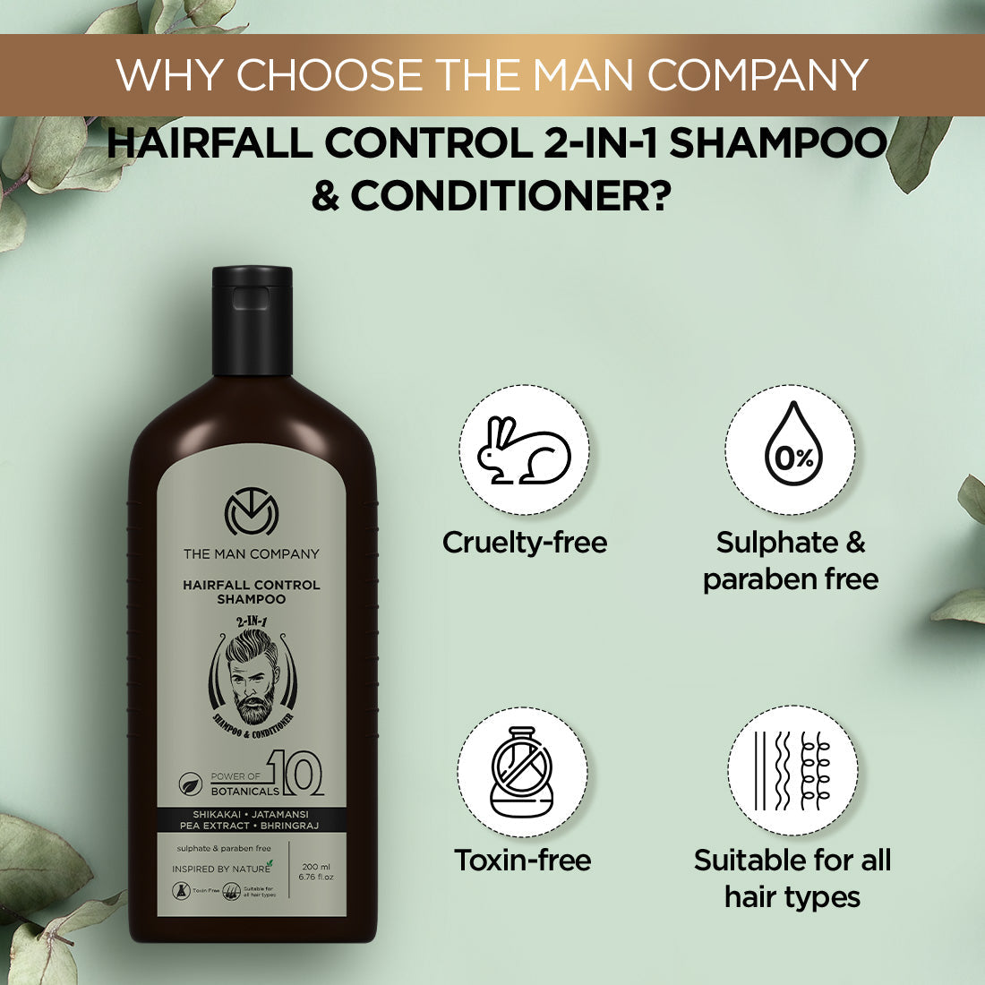 Hairfall Control 2-in-1 Shampoo & Conditioner | Power Of 10 Botanicals