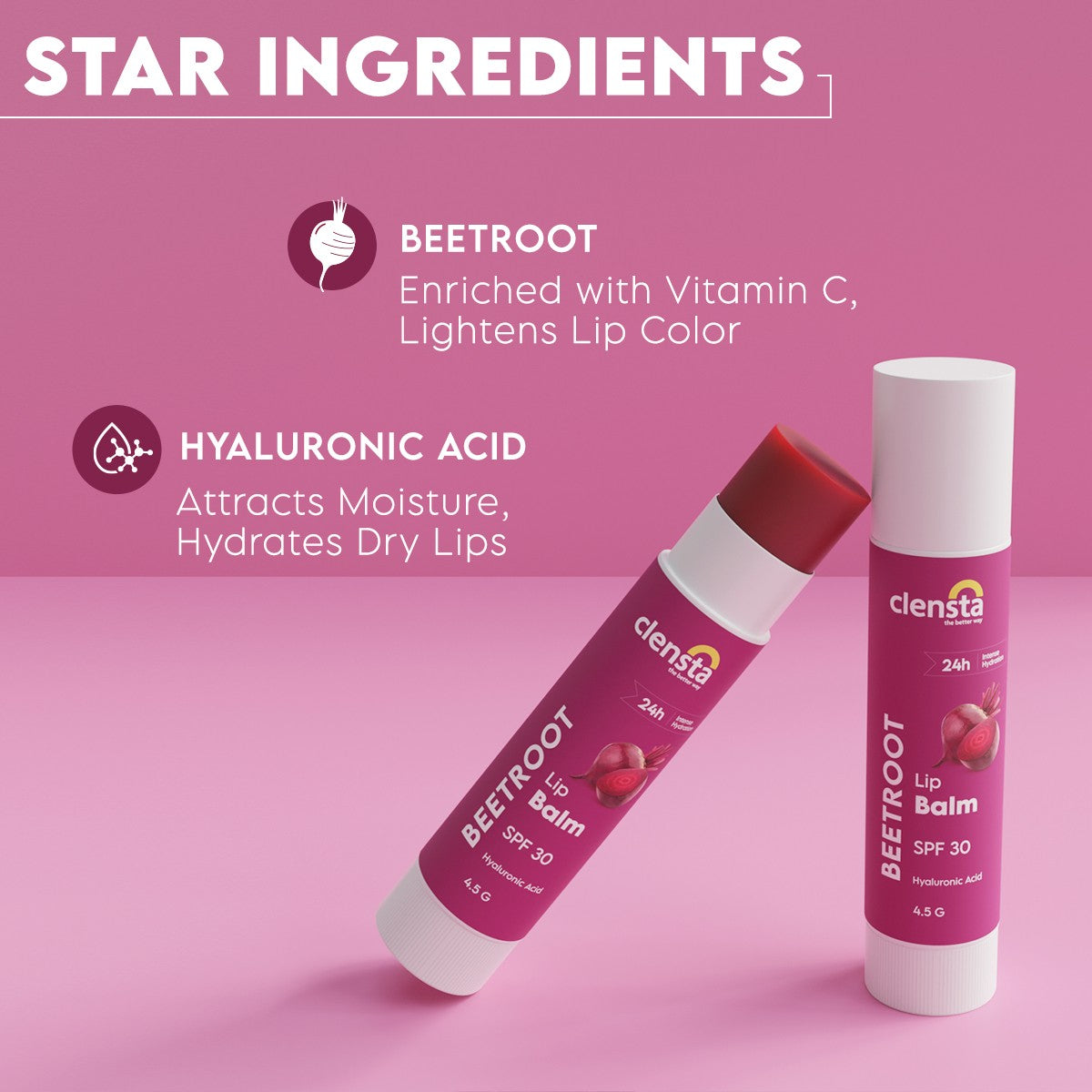 Beetroot Lip Balm | Beetroot and Hyaluronic Acid for Hydrated & Smooth Lips