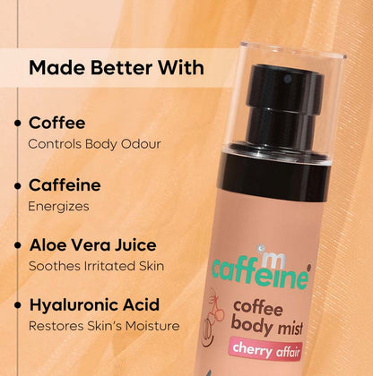 Cherry Affair Energizing Coffee Body Mist | Fruity-Floral Long-lasting Fragrance - 100 ml