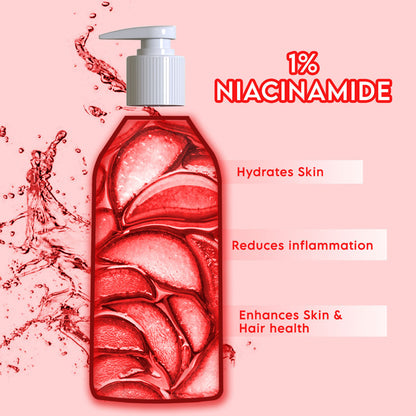 Red Aloe Vera Multipurpose Gel With 1% Niacinamide, Rose Water & Vitamin E For Overall Skin & Hair Care - 300ml