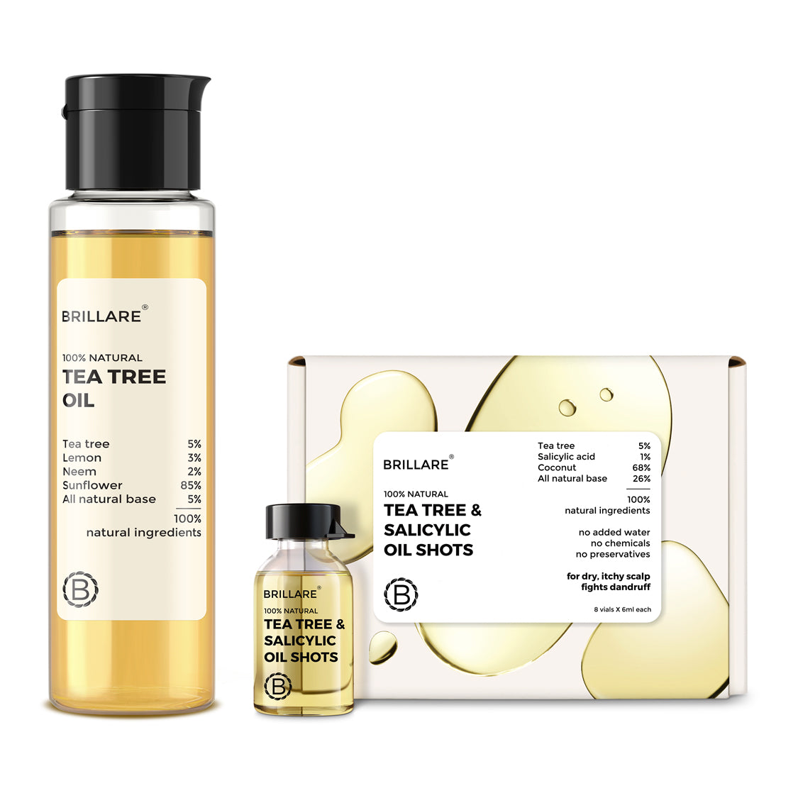 Tea Tree & Salicylic Oil Shots and Tea Tree Oil Combo For Dandruff Control