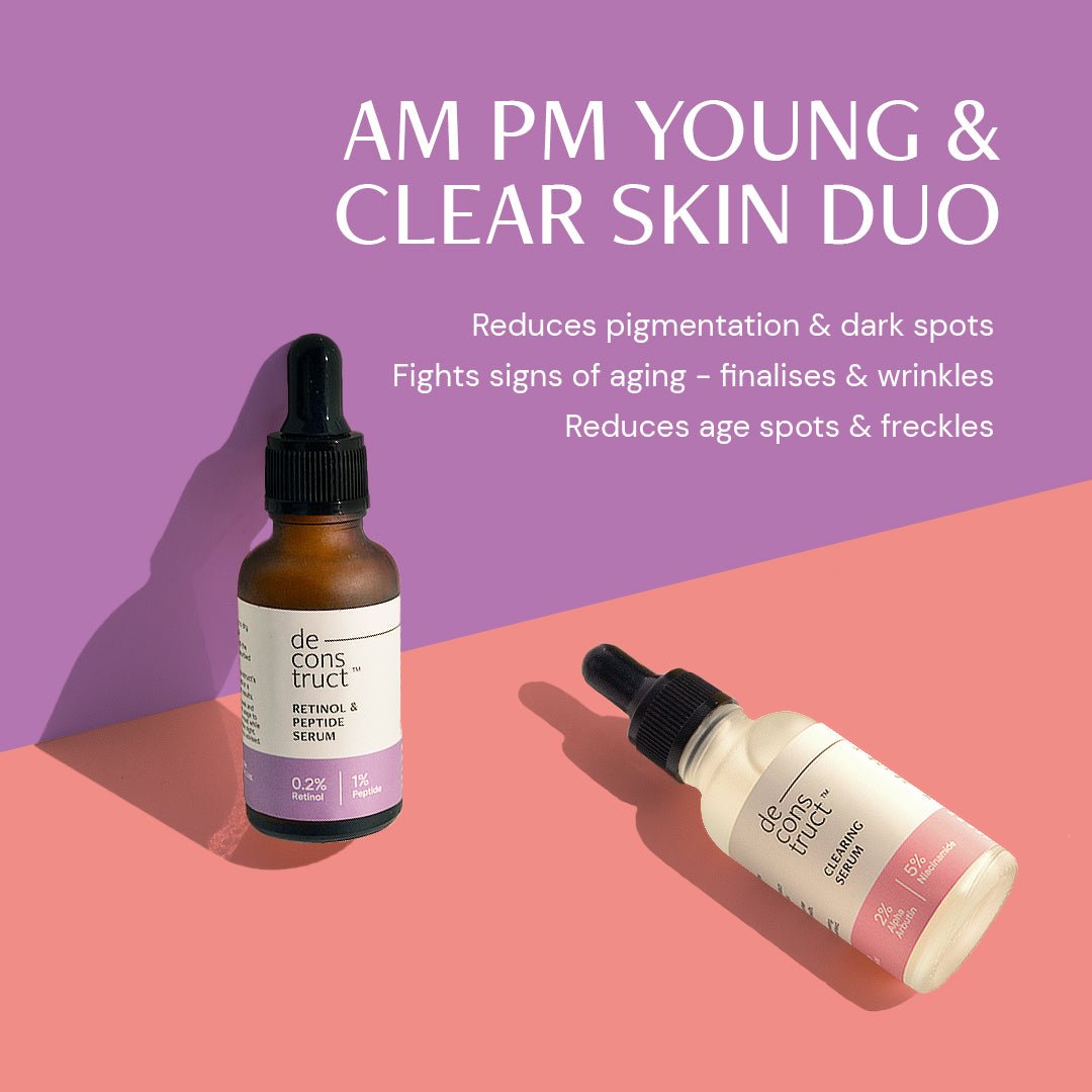 Daily AM PM Young & Clear Skin Duo- Clearing Serum + Retinol & Peptide Serum