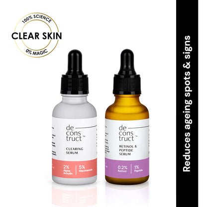 Daily AM PM Young & Clear Skin Duo- Clearing Serum + Retinol & Peptide Serum