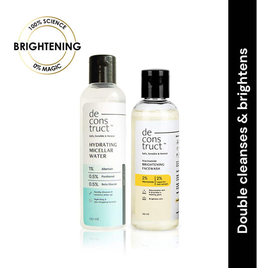 Daily Double Cleansing Duo for All Skin Types - Hydrating Micellar Water + Brightening Face Wash