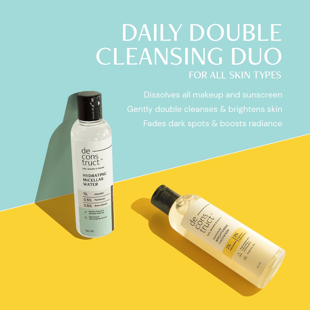 Daily Double Cleansing Duo for All Skin Types - Hydrating Micellar Water + Brightening Face Wash