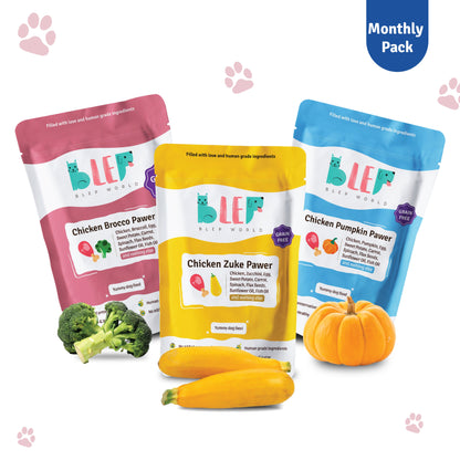 Monthly Pack of Chicken Pumpkin, Zucchini & Broccoli Fresh Dog Food