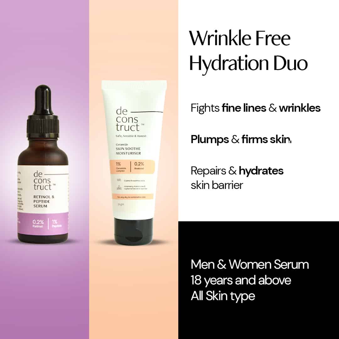 Wrinkle Free Hydration Duo : Retinol & Peptide Serum + Skin Soothe Moisturizer