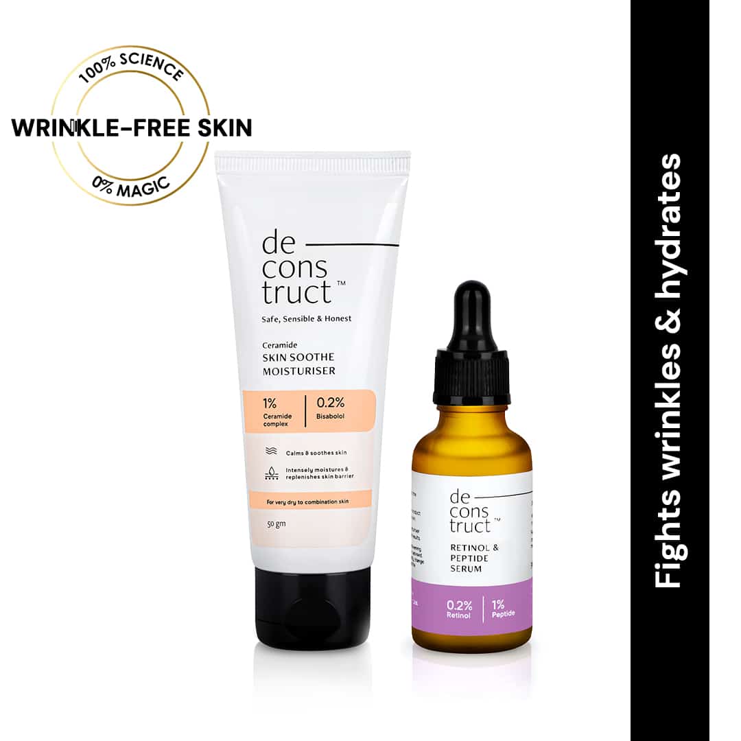 Wrinkle Free Hydration Duo : Retinol & Peptide Serum + Skin Soothe Moisturizer